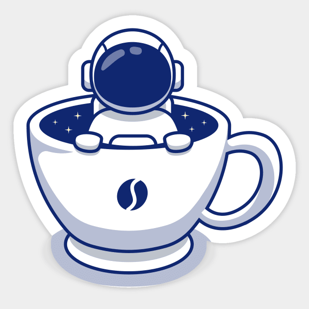 Cute Astronaut On Cup Of Coffee Sticker by Catalyst Labs